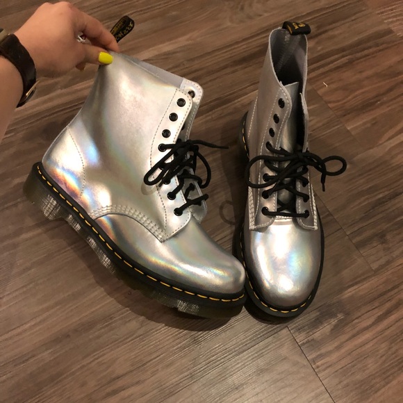 Dr. Martens Shoes - Dr. Martens metallic holographic platform boot
